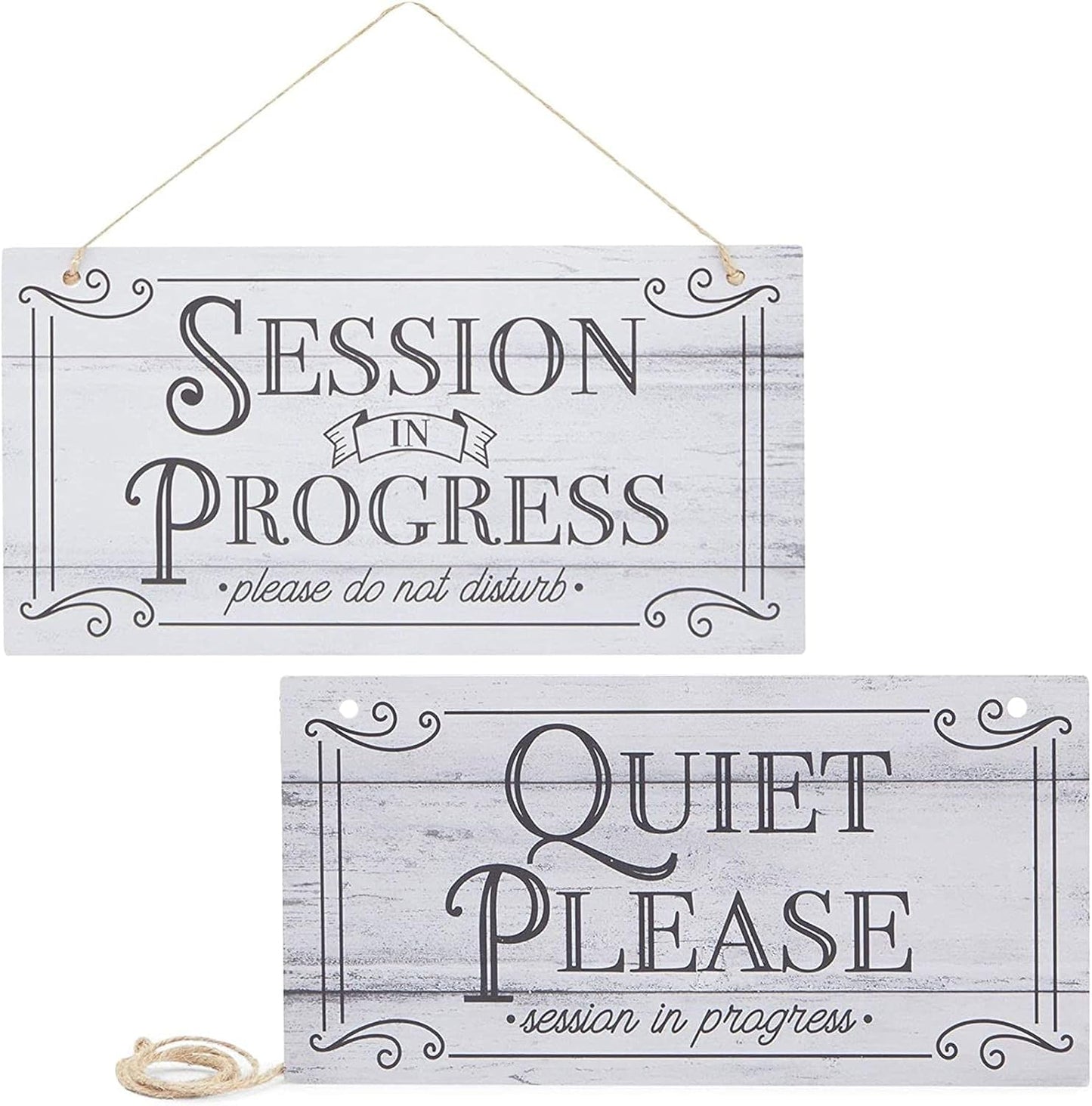 Stockroom Plus In Session Door Sign for Therapists - 5 x 10 in White PVC, 2 Pack Meeting In Progress & Quiet Please