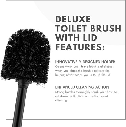 Deluxe Toilet Brush with Lid - ToiletTree Products, Black