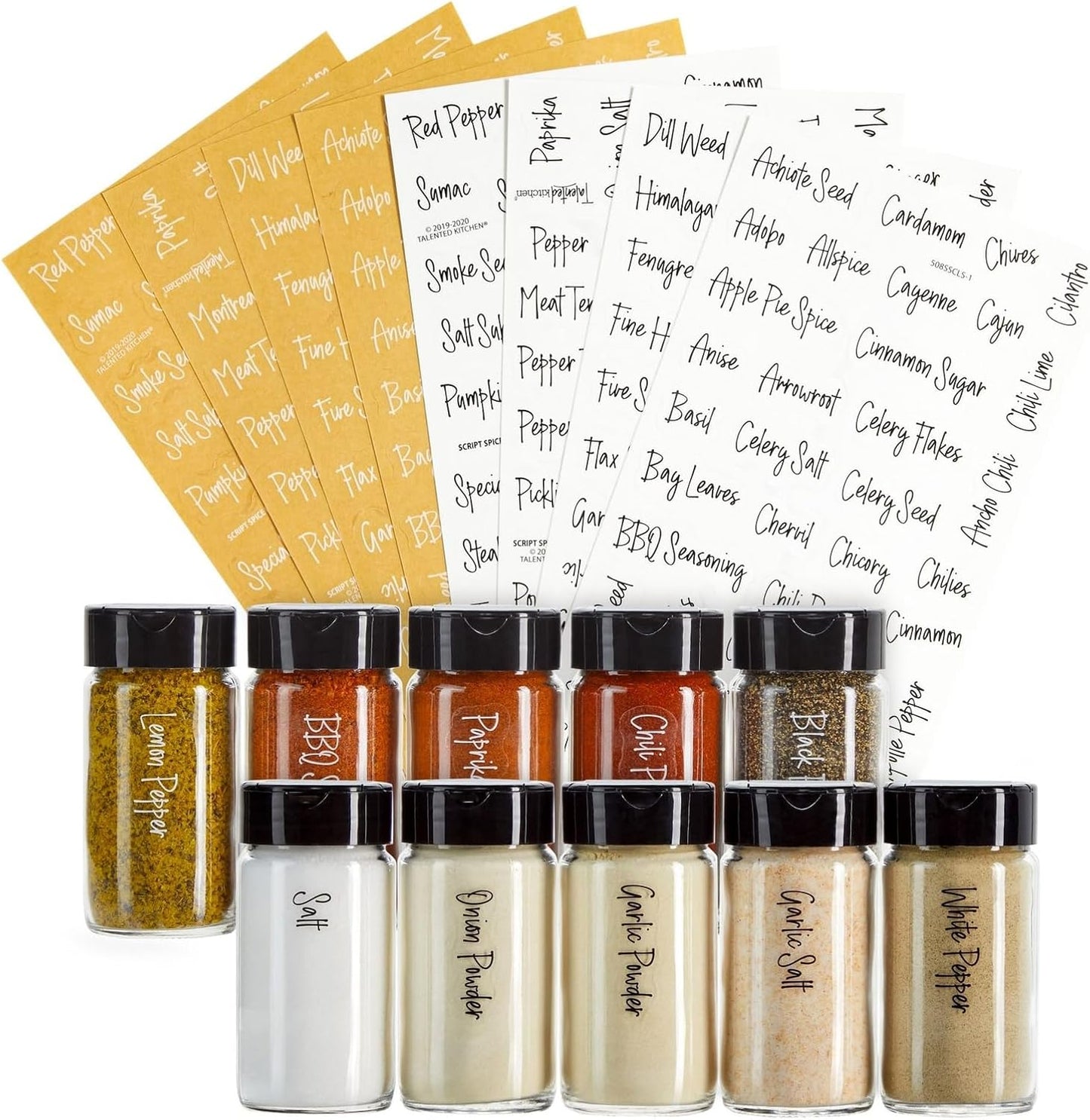 Talented Kitchen 272 Spice Labels Stickers, Clear Preprinted for Kitchen Spice Rack Organization