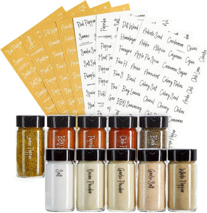 Talented Kitchen 272 Spice Labels Stickers, Clear Preprinted for Kitchen Spice Rack Organization
