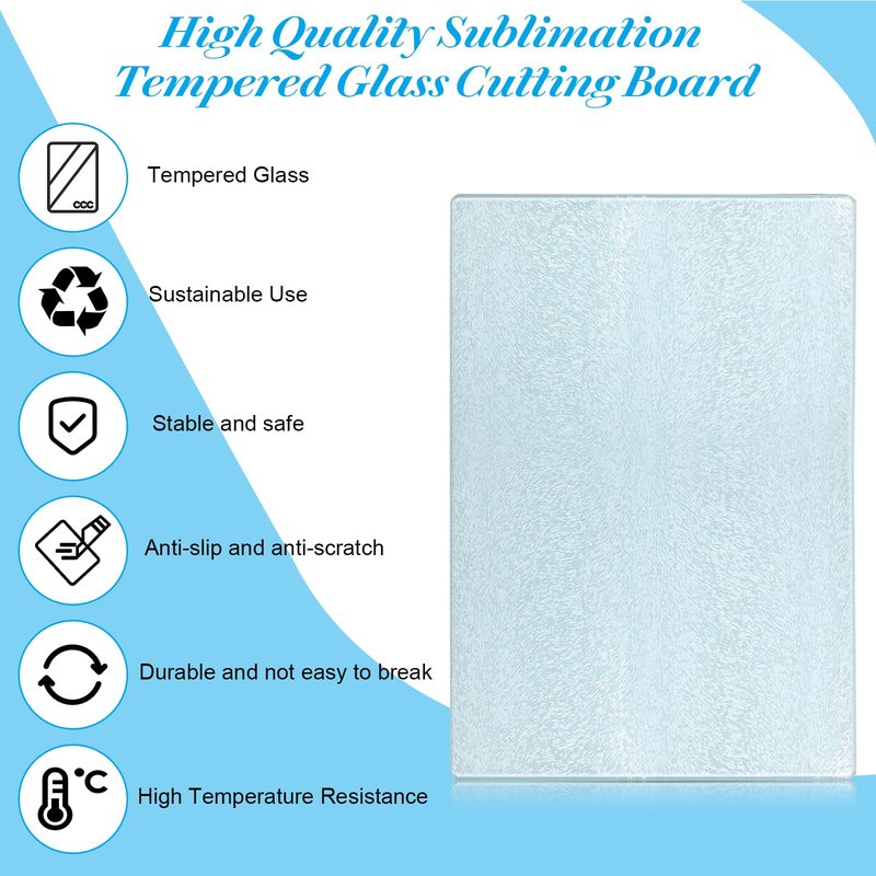10 Pcs Sublimation Cutting Board Blanks, Textured Tempered Glass Cutting Boards For Kitchen, Anti Slip Chopping Board For Countertop Heat Press Machine Personalized Home Decoration