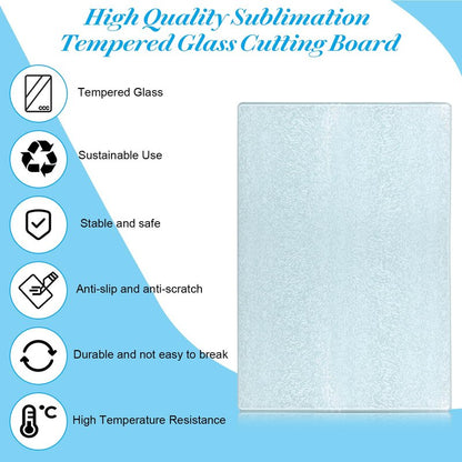 10 Pcs Sublimation Cutting Board Blanks, Textured Tempered Glass Cutting Boards For Kitchen, Anti Slip Chopping Board For Countertop Heat Press Machine Personalized Home Decoration