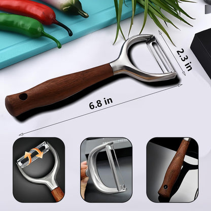Laoxiongtou Professional Vegetable Peeler,Peelers For Kitchen Ultra Sharp 304 Stainless Steel Durable Blade,Quick Peeling Apple Carrot Potato Peelers,Ergonomic Natural Non-Slip Wooden Handle