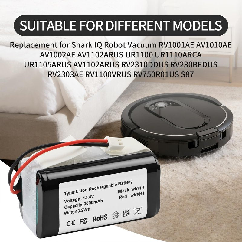 RVBAT85002 RVBAT85004 Battery Replacement for Shark RV9113A1US RV910S RV9106WXUS RV911AE RV9116ZXUS RV9122S1US RV9123S1US RV912S RV9126WXUS RV915S UR1105ARUS RV2520A0US RV9133S AV2501AOUS RVBAT85003
