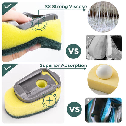 Sponge Dishwand Brush Refills for Scotch-Brite Dishwand - 10 Pack Dish Soap Non-Scratch Brush Refills for Nonstick Pots and Pans, Glass & Tubs（Green