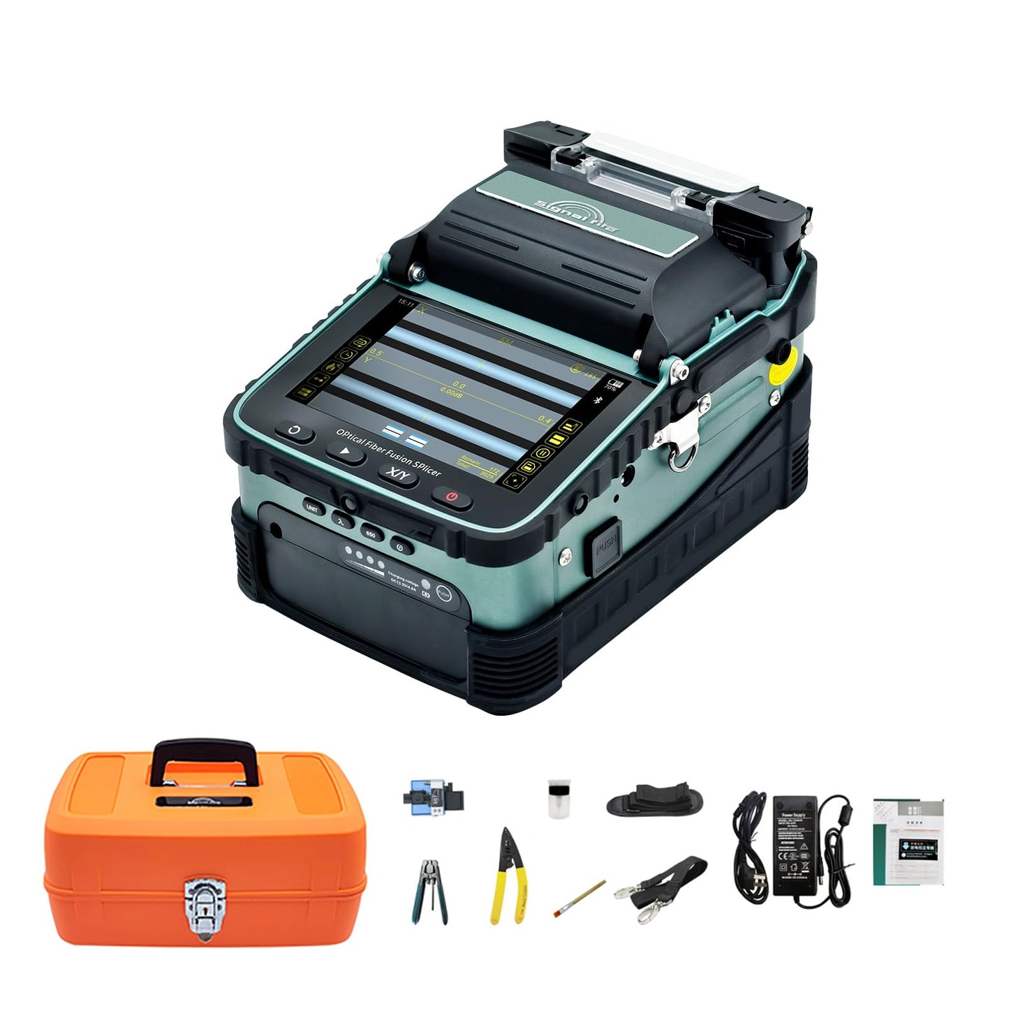 Signal fire AI-6A+ Fusion Splicing Six Motor Core Alignment Fiber Fusion Splicer with OPM and VFL, Automatic FTTH Fiber Optical Welding Splicing Machine Splicing 8S Heating 18S