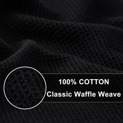 Homaxy 100% Cotton Waffle Weave Kitchen Towels - Soft & Absorbent 4-Pack | Quick Dry 16 x 26 Inches - Black
