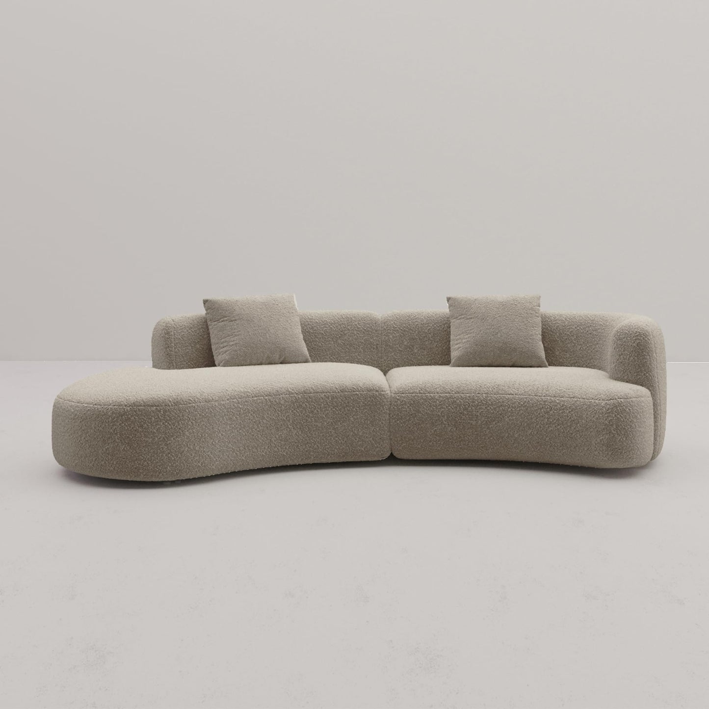 Acanva Modern Curved Sectional Living Room Couch, Minimalist Comfy Boucle Fabric Modular Sofa for Apartment, Home Office, 114" W Left Hand Facing, White