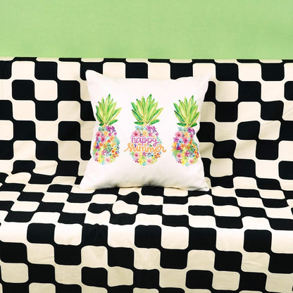 ONWAY Summer Throw Pillow Cover 18x18 Tropical Pineapples Floral Cushion Case for Happy Summer Decor
