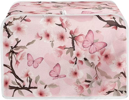 Mumeson Pink Butterfly Toaster Protection Cover, Kitchen Accessories Decor, 2 Slice Toaster Cover with Pockets