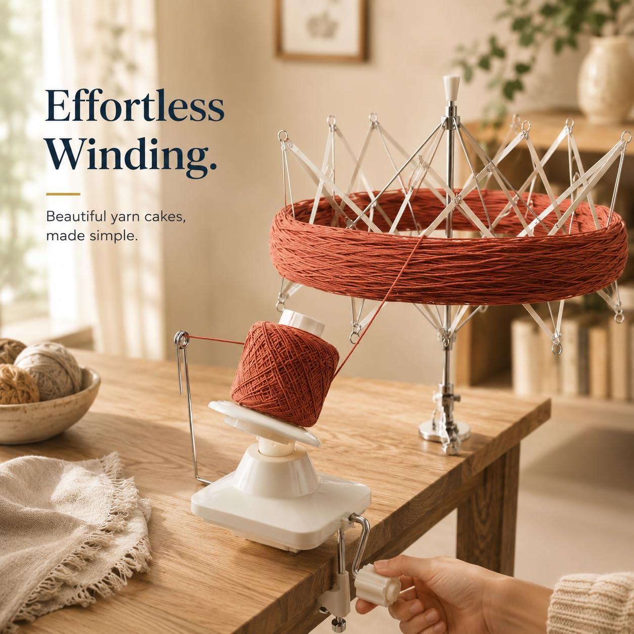 ClarArti - Yarn Swift and Ball Winder Set – Hand-Operated Yarn Winder with Umbrella Swift for Knitting, Crochet & Yarn Cakes