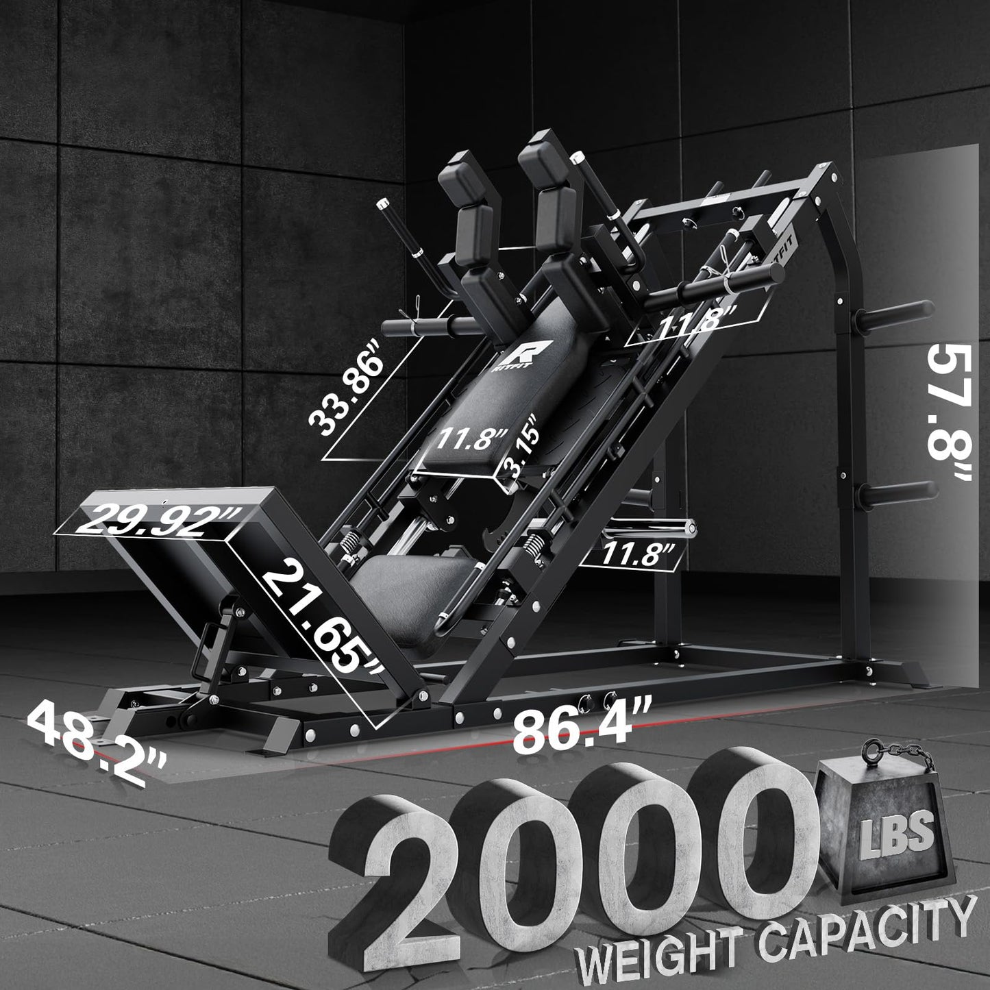 RitFit Gazelle Pro 3 in 1 Leg Press and Hack Squat Machine - High-Tensile Steel Leg Press Machine, 2000lbs Capacity, Adjustable Angles with Weight Storage (Black)