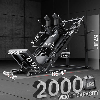 RitFit Gazelle Pro 3 in 1 Leg Press and Hack Squat Machine - High-Tensile Steel Leg Press Machine, 2000lbs Capacity, Adjustable Angles with Weight Storage (Black)