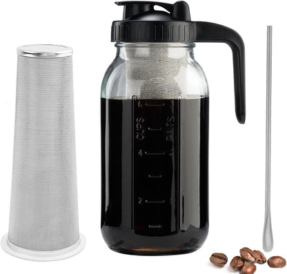 Cold Brew Coffee Maker, 64oz, V-shaped Lid, BPA Free, Sturdy Cold Brew Pitcher
