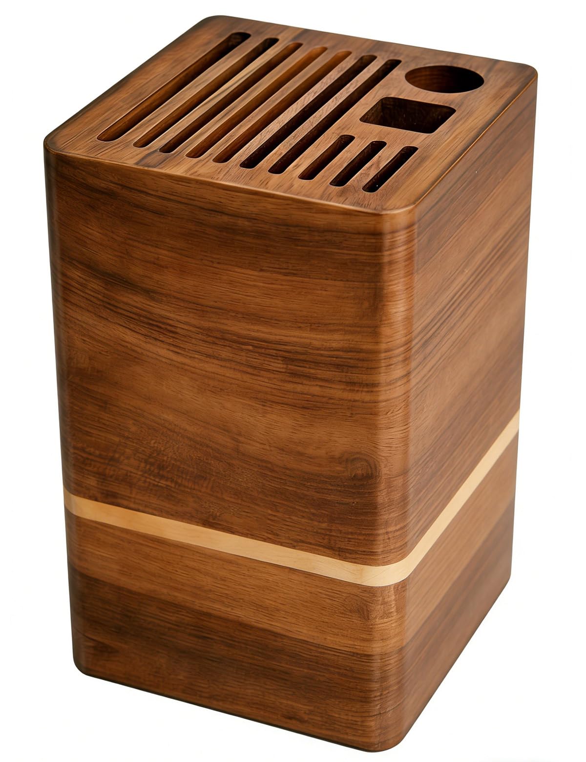 Acacia Wood Universal Knife Block, Countertop Knife Holder Organizer with Scissors & Sharpening Rod Slots, Space Saving Storage without Knives