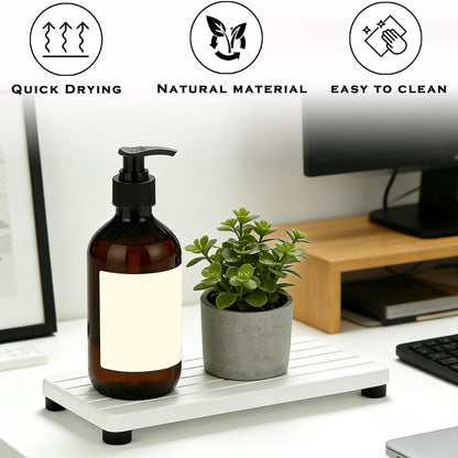 2PCS Stone Drying Tray, Water Absorbing Stone Tray for Sinks, Neat Diatomite Sink Trays, Fast Drying Kitchen Sponge Hand Soap Holder, Instant Dry Sink Coasters Used for Bathroom Counter -White