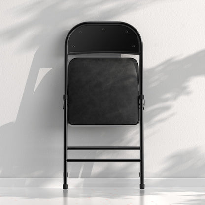 Nazhura 4 Pack Folding Chairs with Padded Vinyl Cushion Chairs with Comfortable Cushion and Durable Steel Frame for Home and Office, for Indoor and Outdoor Events (Black Vinyl Padding 16 Pack)