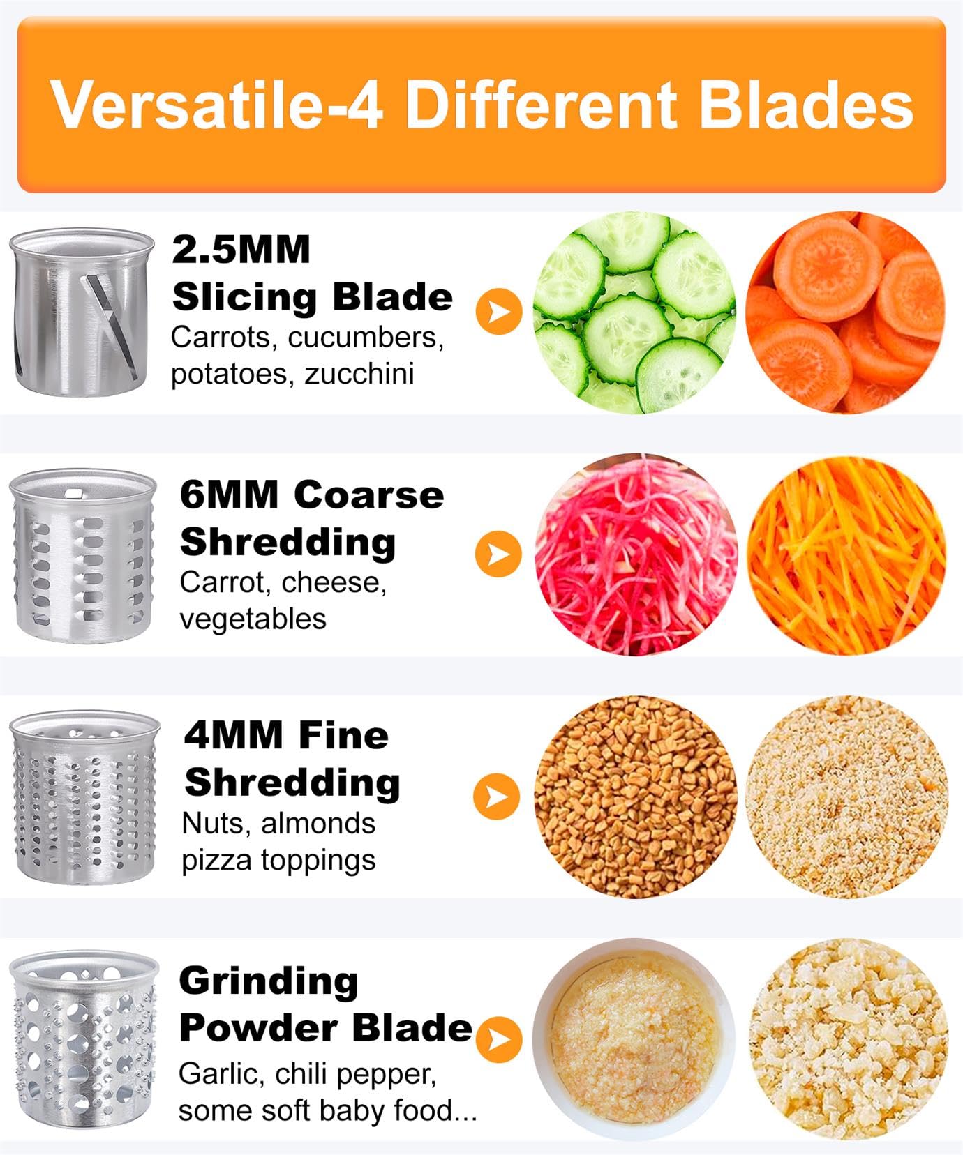 FavorKit Stainless Steel Salad Maker Attachment for KitchenAid Mixers, Large Slicer Shredder & Cheese Grater Accessories with 4 Blades,Dishwasher Safe