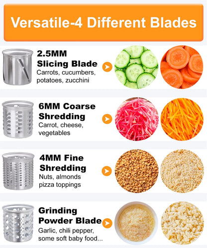 FavorKit Stainless Steel Salad Maker Attachment for KitchenAid Mixers, Large Slicer Shredder & Cheese Grater Accessories with 4 Blades,Dishwasher Safe