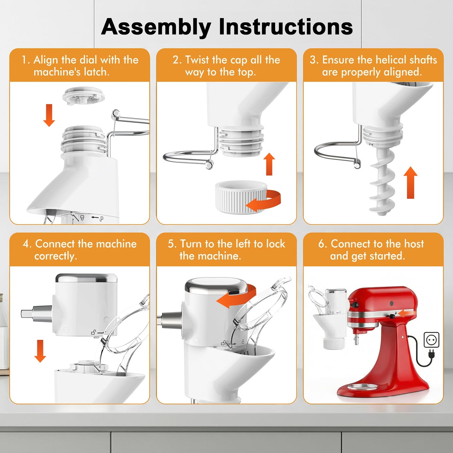 Gourmet Pasta Press Attachment for Kitchenaid Stand Mixer, Pasta Kitchenaid Attachment with 7 Interchangeable Pasta Shapes, Pasta Maker Attachment by FGREEBLE