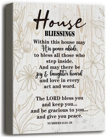 Canvas Wall Art House Blessing Decor, Inspirational Quote Prints for Home, Christian Family Gift, 12x15