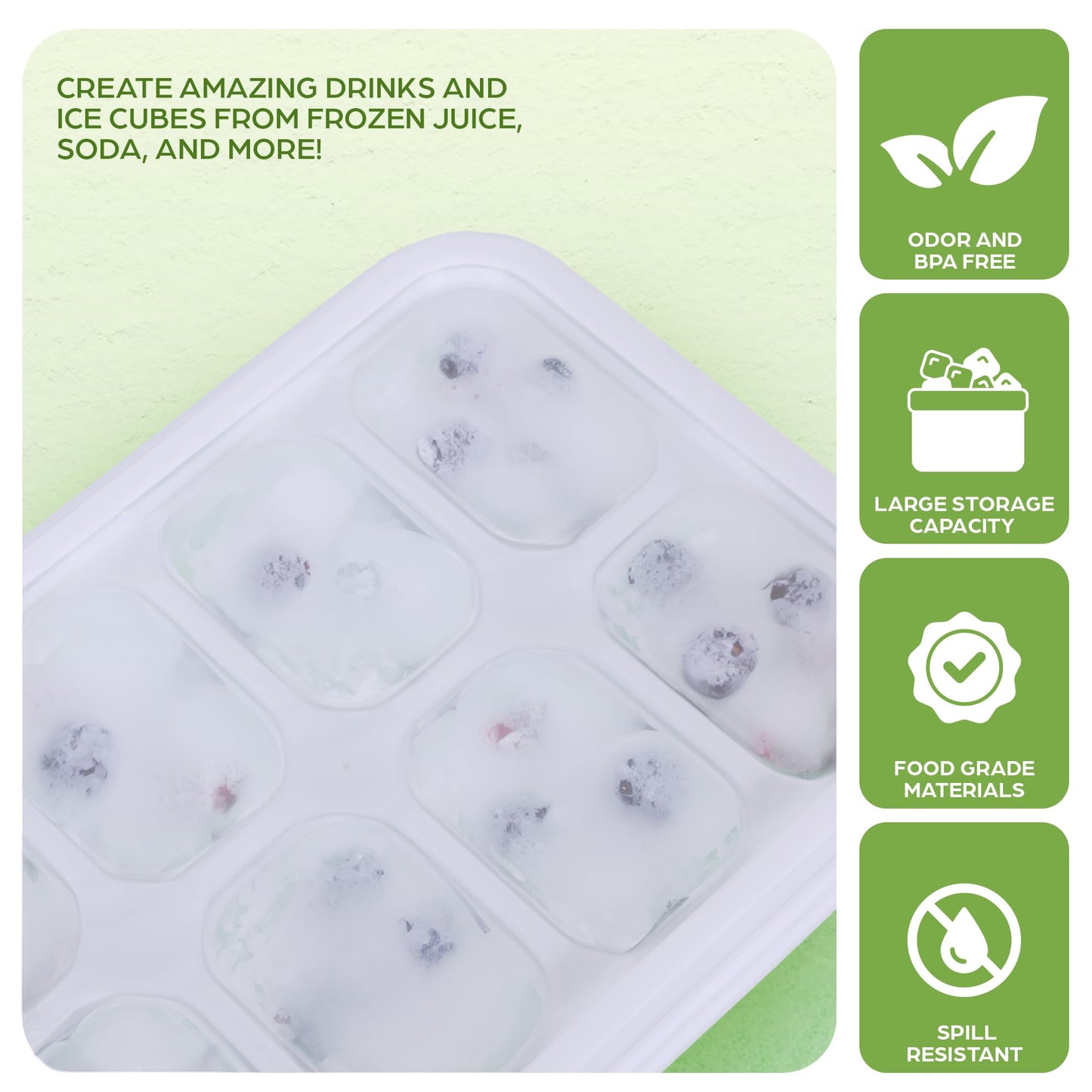 AISLE 3 ESSENTIALS Ice Cube Tray Set – 4 Silicone Trays with Lids, Ice Bucket, Scooper & Tongs – Reusable BPA-Free Ice Maker for Freezer, Cocktails, Whiskey, Coffee, Baby Food & Kitchen Storage