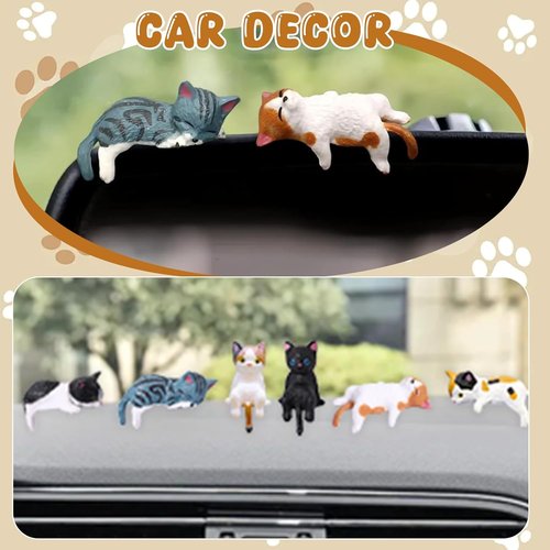 Exasinine Mini Cat Car Accessories - Cute Dashboard Decor & Funny Rear View Mirror Gift | 10 Pcs Set