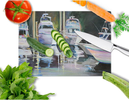 Caroline's Treasures JMK1048LCB Large Decorative Glass Cutting Board, Deep Sea Fishing Boats, Tempered