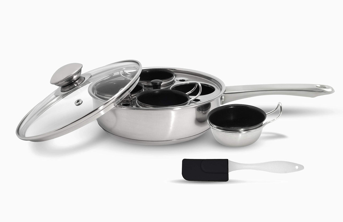 EXCELSTEEL Non Stick Easy Use Rust Resistant Home Kitchen Breakfast Brunch Induction Cooktop Egg Poacher, 4 Cups, 18/10 Stainless Steel