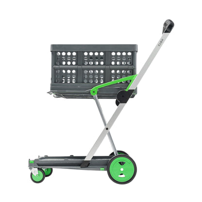 CLAX® The Original | Made in Germany | Multi use Functional Collapsible carts | Mobile Folding Trolley | Shopping cart with Storage Crate | Platform Truck (Green)