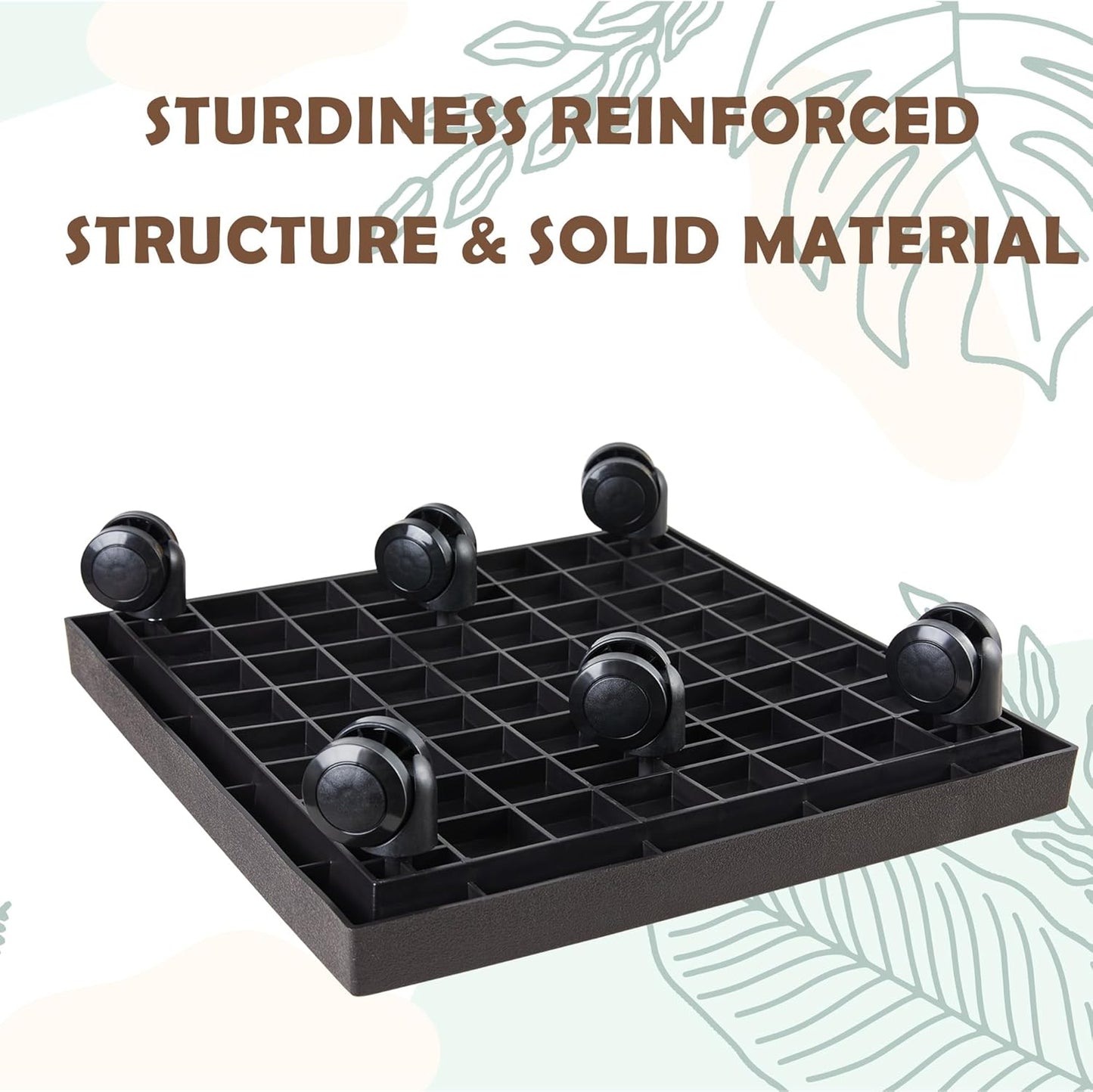 13 Inch Square Rolling Plant Caddy Saucer with Wheels, Heavy Duty Wheeled Planter Stand for Potted Plant, Coaster