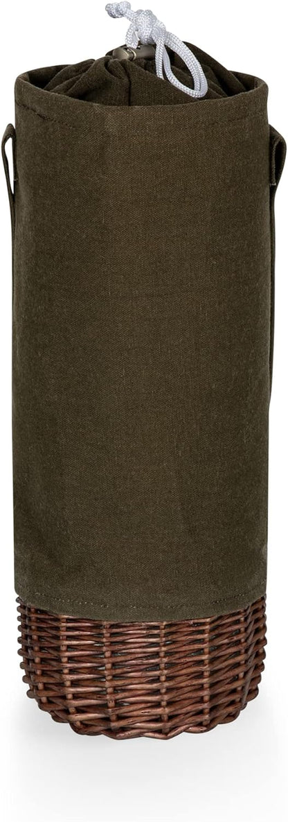 PICNIC TIME Malbec Insulated Canvas Wine Bottle Basket - Wine Tote, Gift Bag