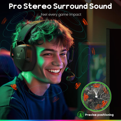 WESEARY Wireless Gaming Headset 2.4GHz & Bluetooth 5.4 Gaming Headphones with ENC Mic, Ultra-Low Latency, Stereo Sound, Soft Earmuffs, Wireless Headsets for PS5, PS4, Switch, PC, Mac