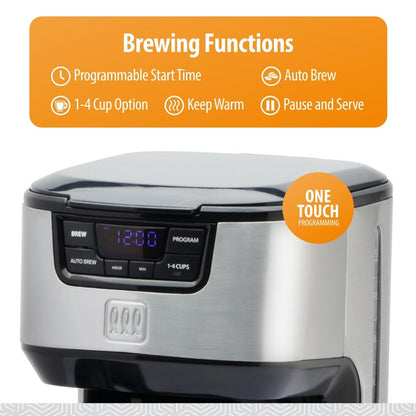 Toastmaster 12-Cup Digital Drip Coffee Maker - Programmable Automatic Coffee Machine - Kitchen Appliance with Keep Warm Setting