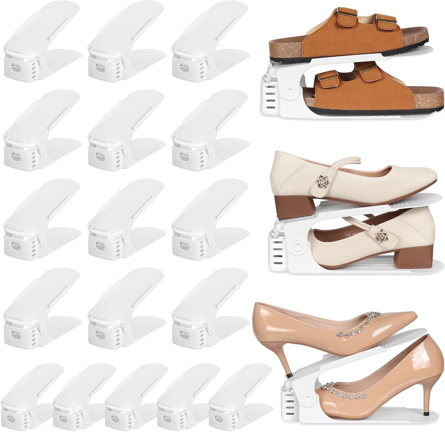 20 Pack 4 50% Closet TOPNEW Shoe Slots Organizer Shoe Stacker for a Pair of Shoes Levels Adjustable Shoe Space Saver