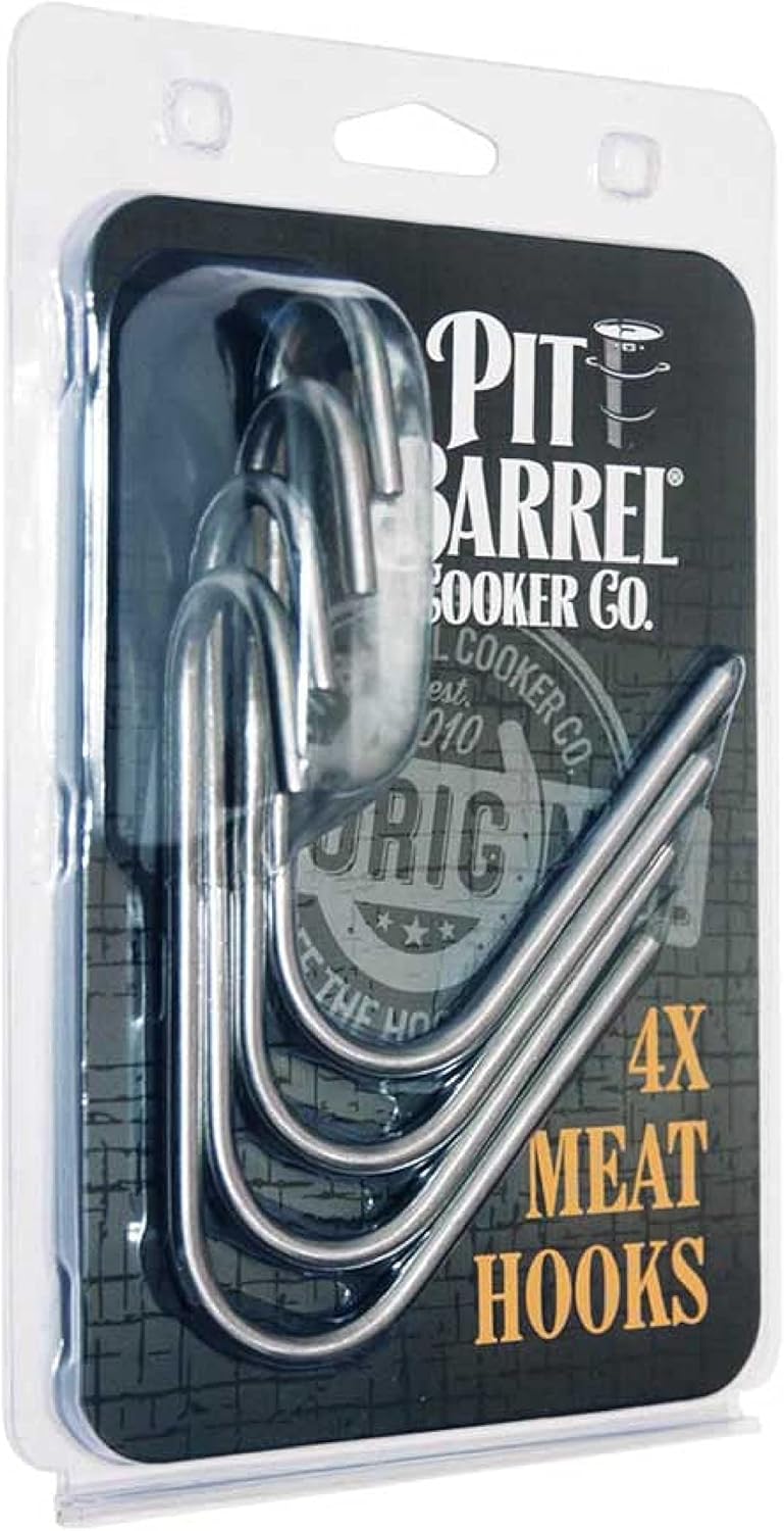 Pit Barrel Cooker Meat Hooks | Stainless Steel BBQ Accessory for Hanging Beef, Poultry, Veggies | Set of 4
