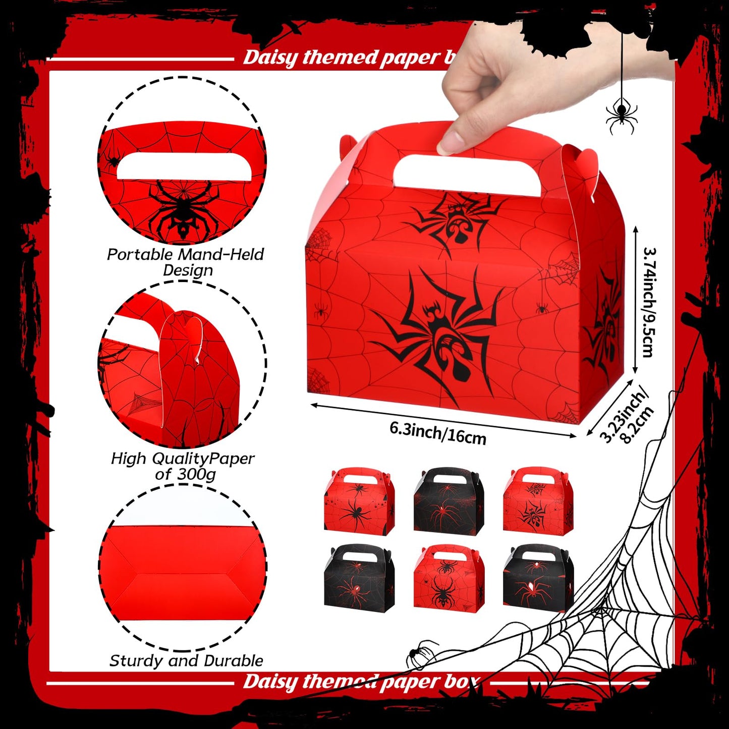 Kosiz 30 Pcs Spider Party Favors Halloween Spiderweb Birthday Party Supplies Spider Boxes Gift Spiderweb Theme Style Halloween Favors Goodie Boxes Fill up The Birthday Black and Red Candy Box