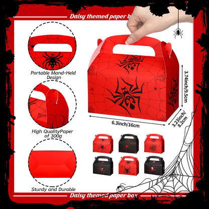 Kosiz 30 Pcs Spider Party Favors Halloween Spiderweb Birthday Party Supplies Spider Boxes Gift Spiderweb Theme Style Halloween Favors Goodie Boxes Fill up The Birthday Black and Red Candy Box