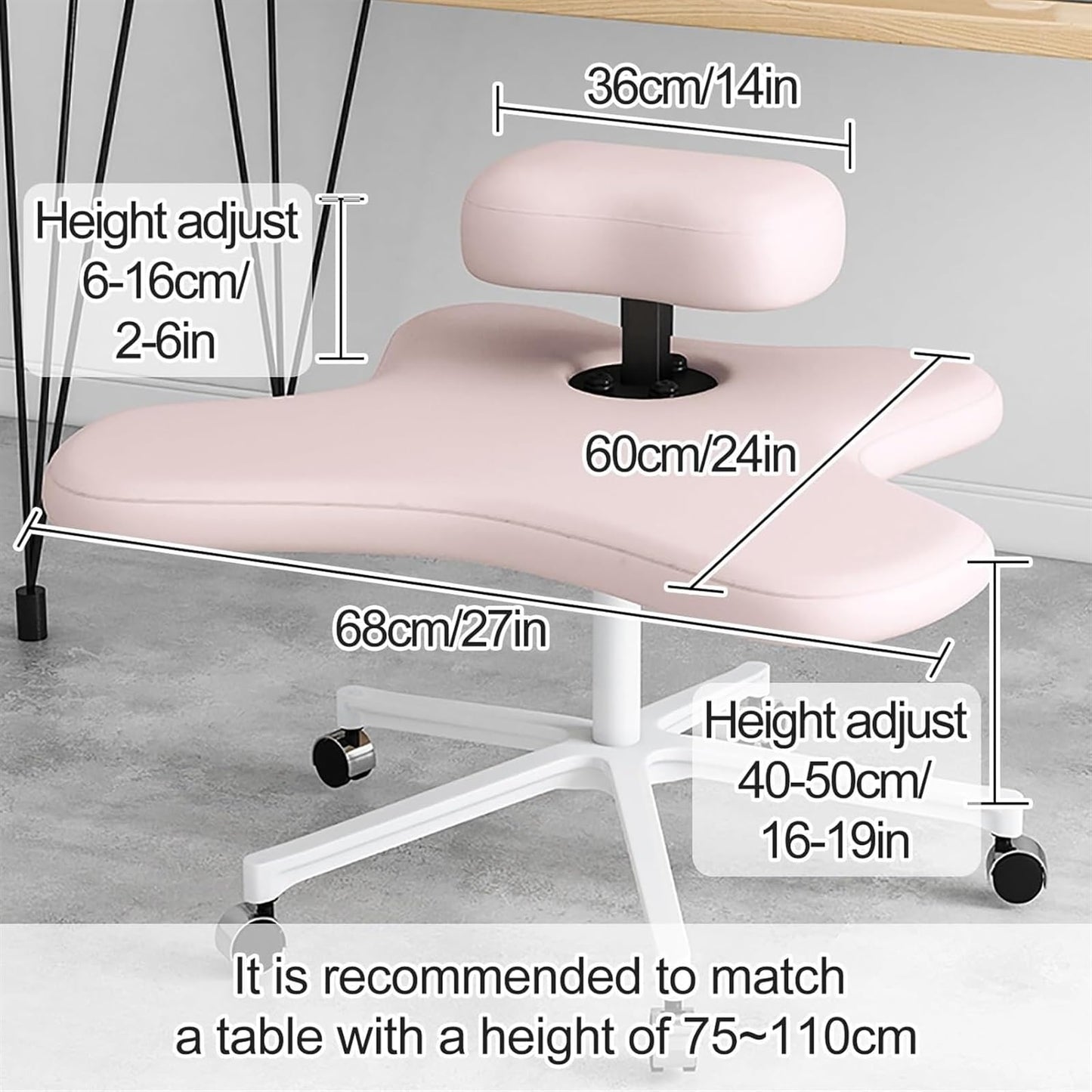 Meditation Chair,Cross Legged Chair, Height Adjustable Ergonomic Office Chair Kneeling, Office Furniture for Small Spaces Criss Cross Chair(Black)