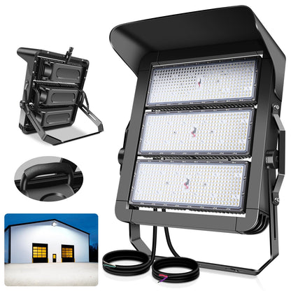 BIRITALO 112500LM Led Stadium Light Dimmable 0-750w Super Bright Led Arena Flood Lights Outdoor 100-277v 5000k Yoke U Mount IP66 Waterproof Outside Wall Light Commercial for Square, Golf Court, Port