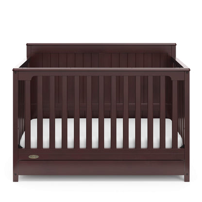 Graco Hadley 5-in-1 Convertible Crib with Drawer – GREENGUARD Gold Certified, Fits Standard Crib Mattress, Converts to Toddler Bed, Daybed and Full Bed, 4 Adjustable Mattress Heights (Espresso)
