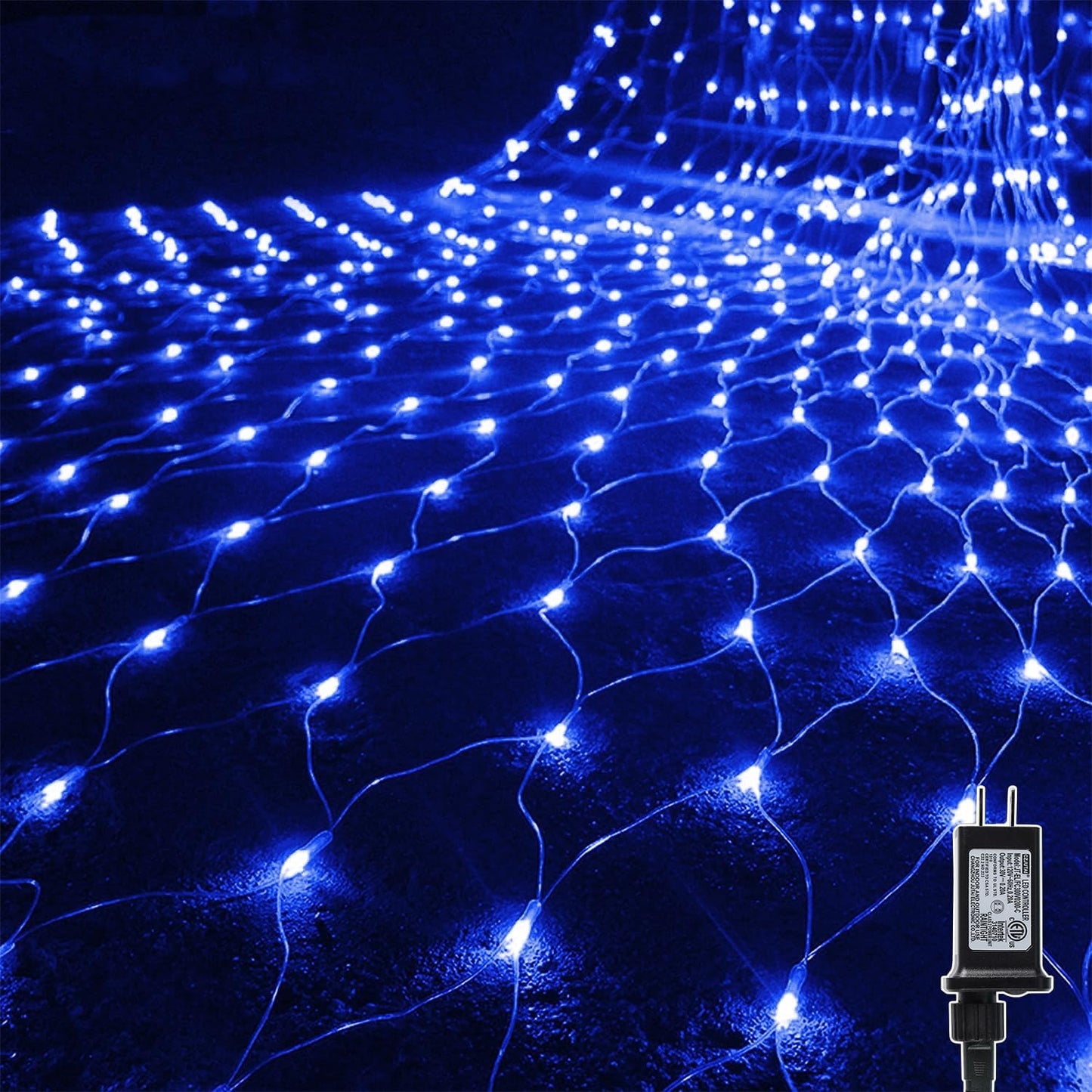 WATERGLIDE 12FT x 5FT Outdoor Christmas Net Lights - 360 LED Waterproof Mesh String Lights | 8 Lighting Modes, Blue