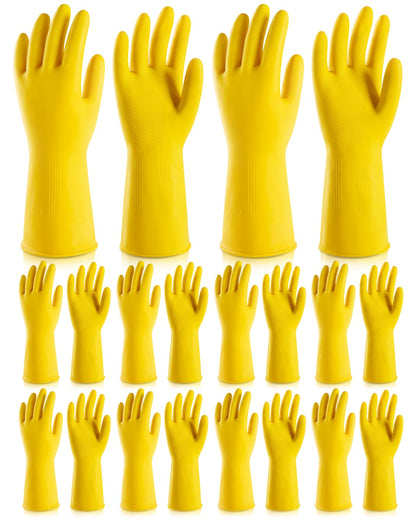 ThxToms 10 Pairs Heavy Duty Rubber Cleaning Gloves, 20 Mil Extra Thick & Long-Lasting, Reusable Household Dishwashing Gloves, Non-Slip Grip for Bathroom, Kitchen, Gardening, Pet Care, 13inch, M