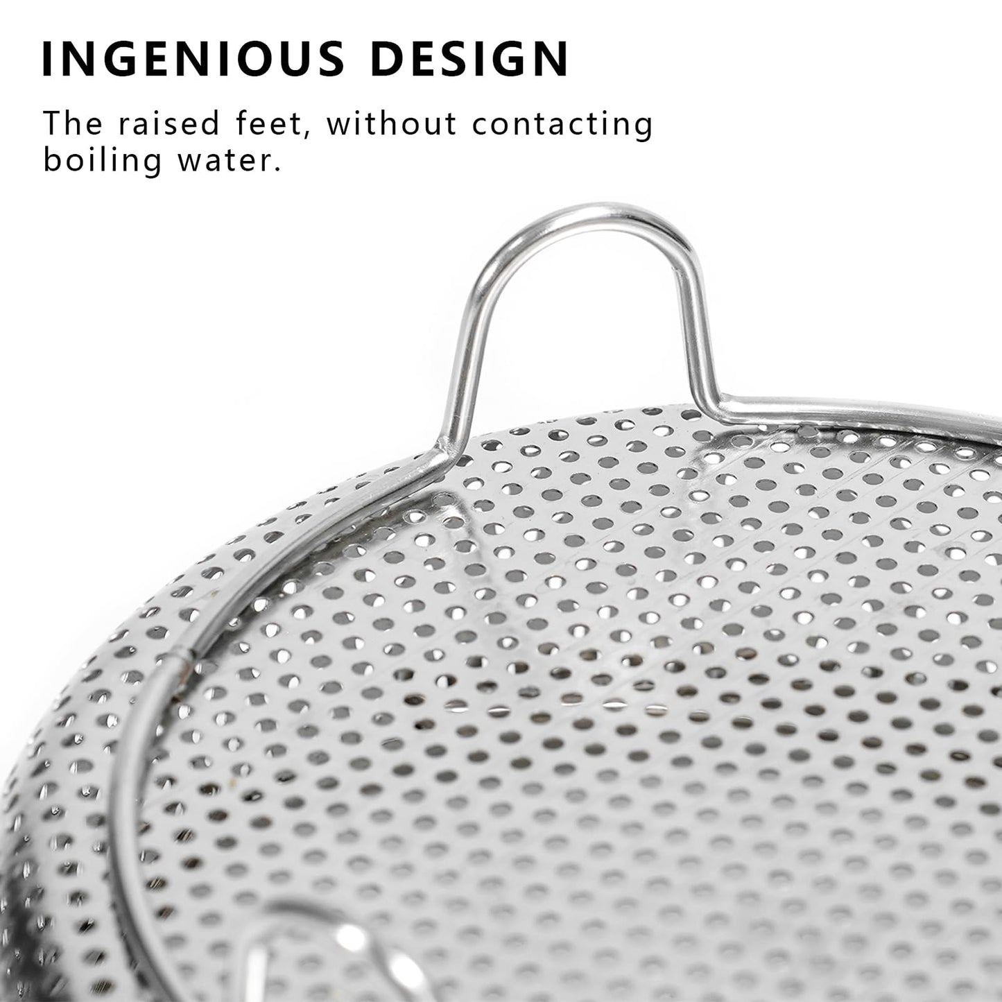 ICEICE Stainless Steel Steamer Basket - Vegetable & Dumpling Steamer Insert for Pots, Instant Pot Accessories with Handles & Feet, Multi-Purpose Mesh Strainer for Cooking, Fruits (Silvery, Small)
