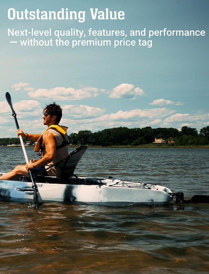 Brooklyn 10.0 Single Pedal Fishing Kayak by BKC, Lightweight Sit-On-Top Kayak with Flipper Drive, Rudder, Rod Holders & Cargo Storage
