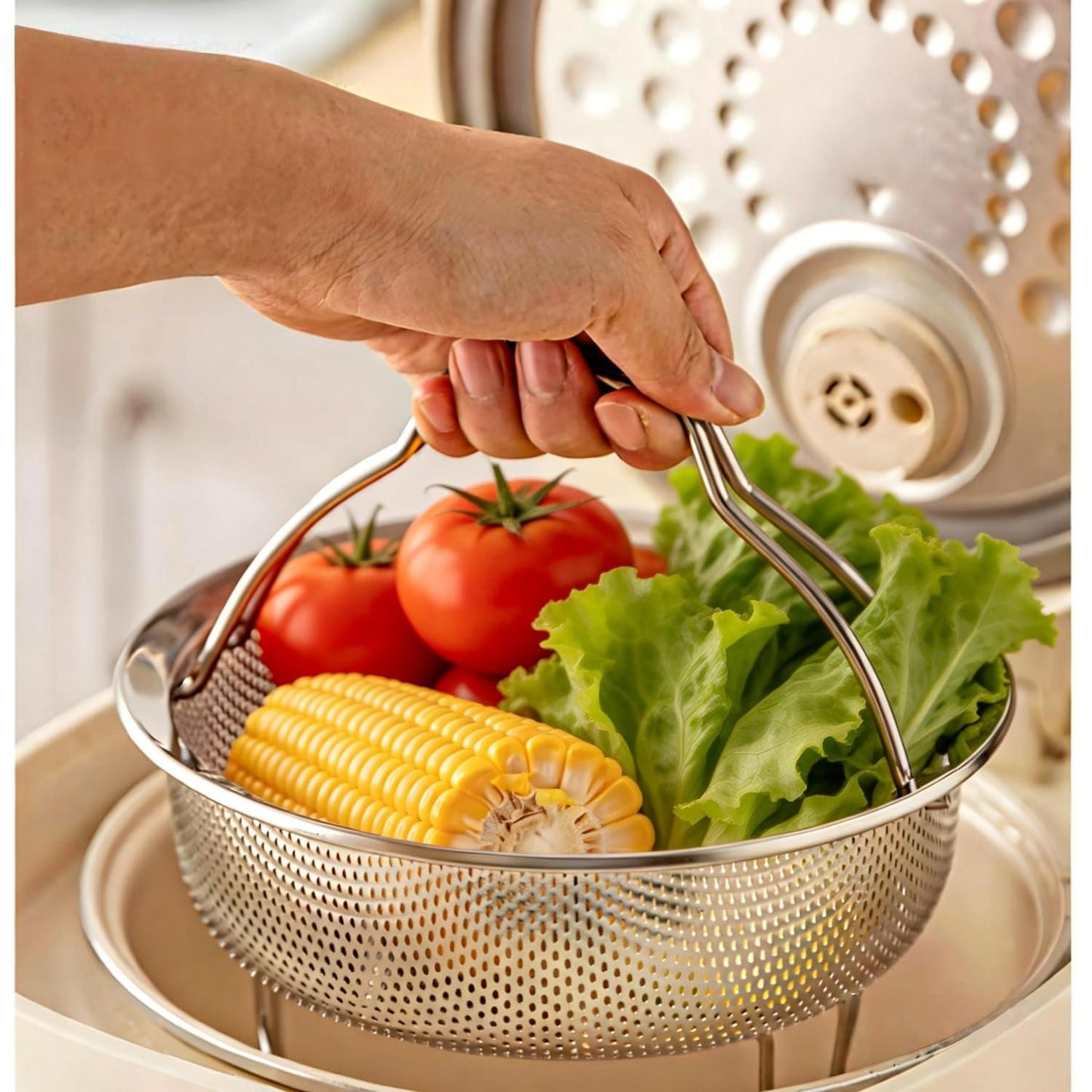 Stainless Steel Steamer Basket, Silver Steamer Basket for Pot,Vegetable & Dumpling Cooker, Egg Holder, Pasta Strainer Rack, Dishwasher Safe Kitchen Cookware
