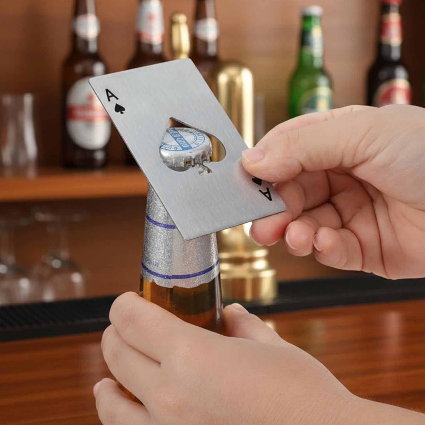40Pcs Ace of Spades Bottle Openers, Poker Card Bottle Openers Portable Stainless Steel Can Opener Credit Card Size Beer Bottles Can Cap Opener for Wallet Pocket Wedding Party Good Gift