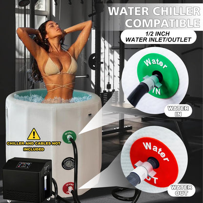 Lumizone Inflatable Cold Plunge Tub 118 Gallons Capacity Ice Bath Portable Ice Bath Tub Compatible With Water Chillers with Lid Drop Stitch PVC Double Layer Seals Oversized for Athletes