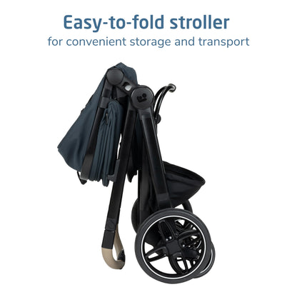 Maxi-Cosi Zelia Pro 5-in-1 Travel System with Mico Pro Infant Car Seat, Baby Stroller Combo, Reversible Seat, Large Wheels, Adjustable Handle, Newborn to Toddler, Lightweight, Seascape