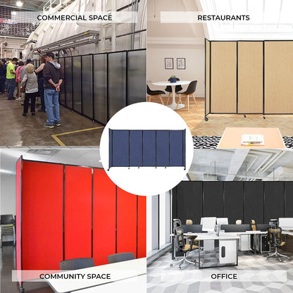Versare Straightwall Sliding Portable Wall Partition | Freestanding Office Dividers | Locking Wheels | Temporary Room Separator | 15'6'' Wide x 6'10'' Tall Red Fabric Panels